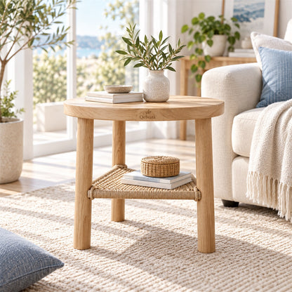 Woven Shelf Round Side Table - view 2