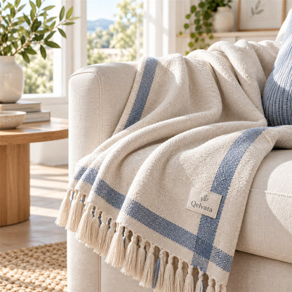 Harbor Blue Woven Throw Blanket - view 2