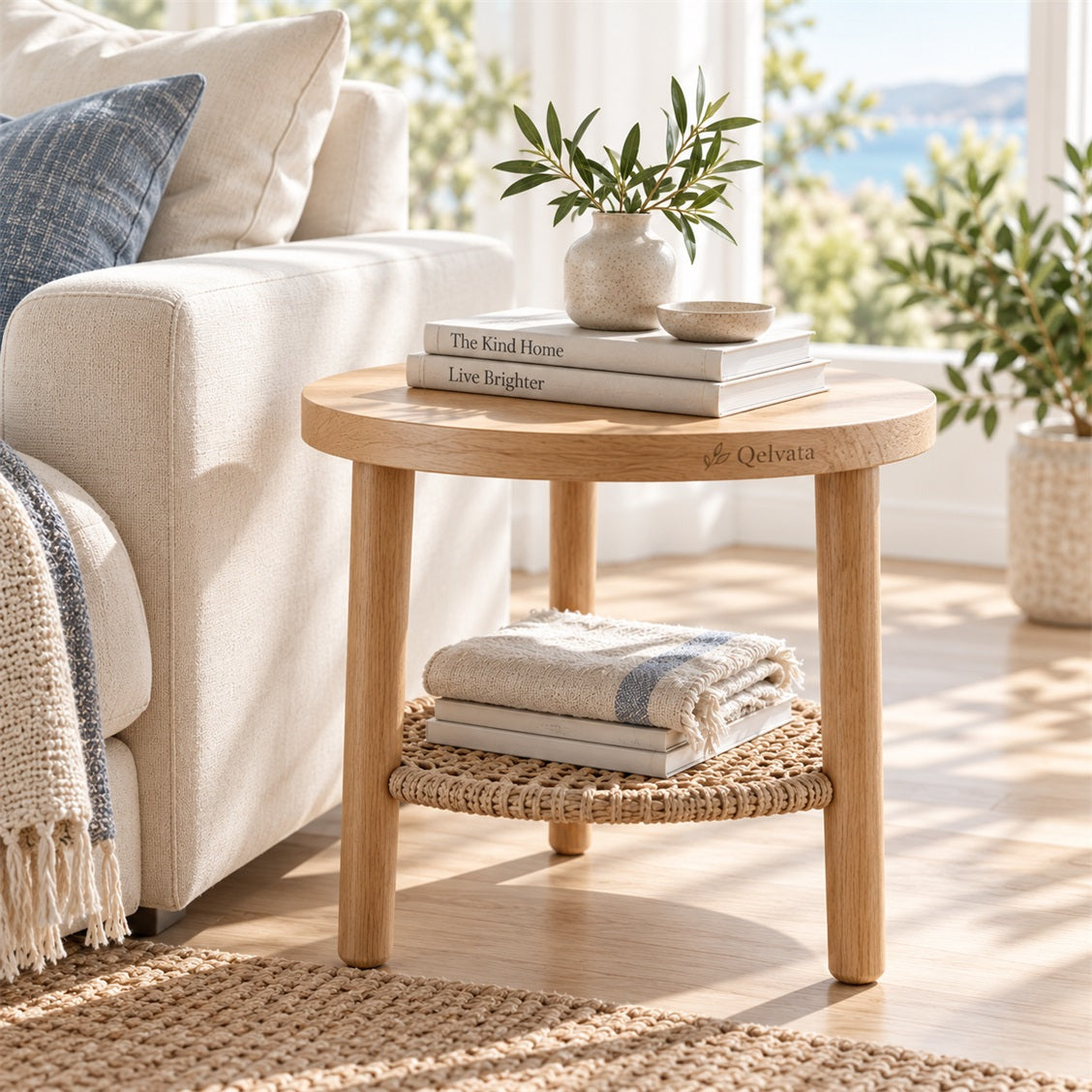 Woven Shelf Round Side Table - view 4